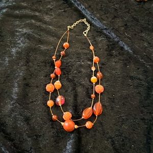 Glass bead necklace, 2 strand, wired